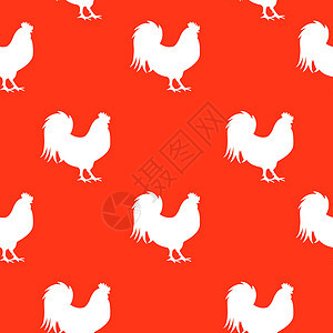 中国日历无缝图案背景上 2017 年红火公鸡符号的矢量图解插图艺术白色庆典红色动物传统图片