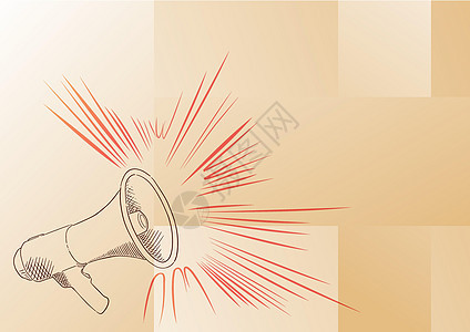 一个响亮的扩音器扬声器制作新公告的插图 线图扩音器制作最近的广告 显示延迟广播的放大器草图噪音演讲绘画海报计算机教育讯息商业嗓音图片
