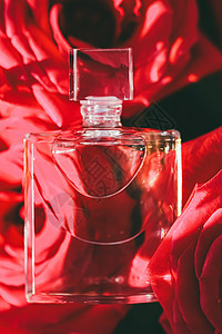 夏天香香香香气味 香水作为奢华礼物 美容面板背景和化妆品广告图片