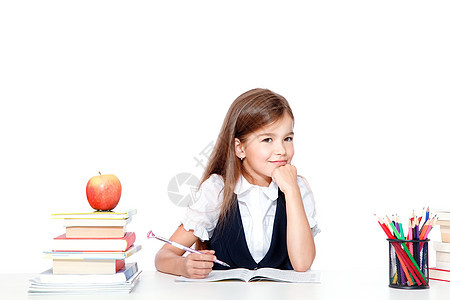 现代 快乐和可爱的少女学校女孩的肖像学习女性女学生瞳孔演讲学生知识微笑课堂阅读图片