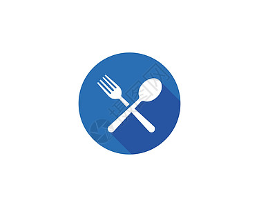 叉子和勺子 ico蓝色桌子午餐食物食堂厨房餐具白色用餐按钮图片
