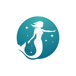 美人鱼矢量图设计海星头发数字海滩游泳标识魔法插图女孩尾巴图片