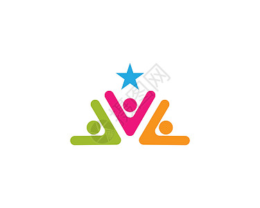 社区社区护理Logo模板团队团结孩子们生活星星家庭友谊幸福身份女士图片