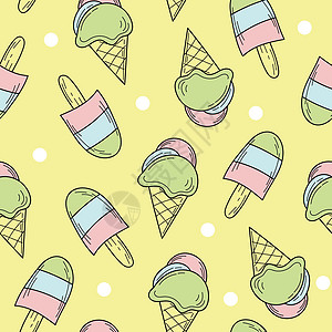 无缝图案的彩色手绘冰淇淋设计插图小吃墙纸产品胡扯卡通片食物草图糖果紫色图片