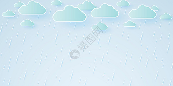 矢量插画暴雨雨背景雨季纸艺万科季节天空下雨灰蒙蒙气候蓝色天气雨滴工艺温度背景图片
