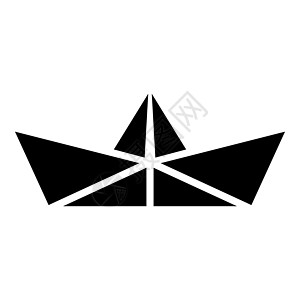 纸船船折纸图标黑色矢量插图平面样式图像图片