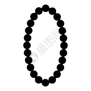 项链珍珠首饰与珍珠珠装饰图标黑色矢量插图平面样式 imag图片