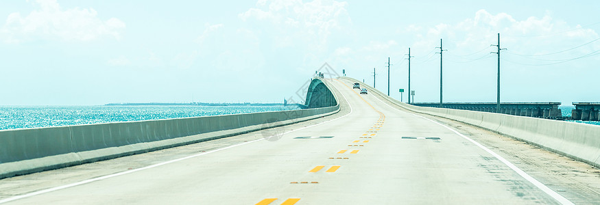 一号公路一号全景 到佛罗里达州西关键冒险天空立交桥晴天红树假期旅行汽车树木热带图片