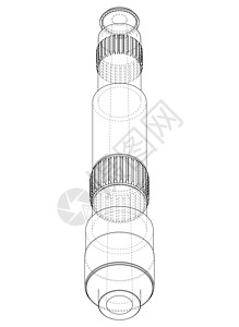 带齿轮的轴 韦克托车轮工业团队草图工程蓝图建造插图渲染技术图片