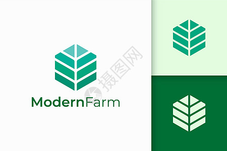 抽象几何形状中的现代农业或农业标志农田杂货店商业产品草本植物市场生态植物农场技术图片