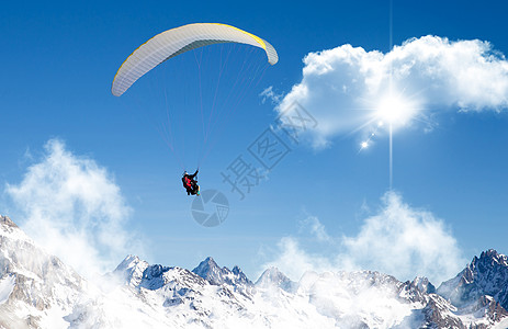 滑翔滑动飞行自由冒险肾上腺素挑战活动行动降落伞孤独天空背景