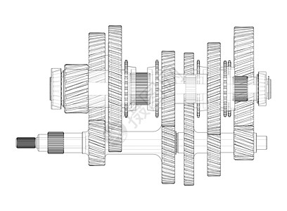 变速箱草图  3 的矢量渲染电脑技术绘画工具框架齿轮箱建造蓝图机器齿轮图片