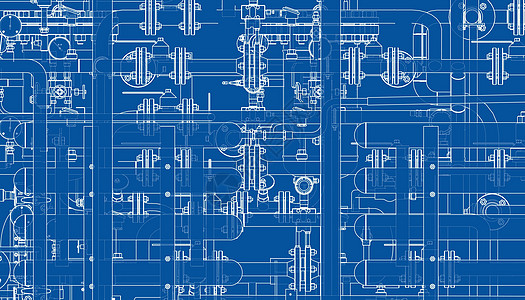 阀门等工业设备 韦克托管子设施化学品压力草图管道蓝图气体蓝色工程图片