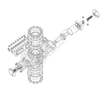 防喷器  3 的矢量渲染管道压力井口勘探海湾场地字法钻机油田测量图片