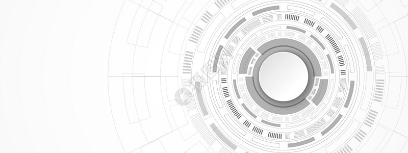 抽象技术圆圈横幅在灰色和数字圆圈和电路板图片