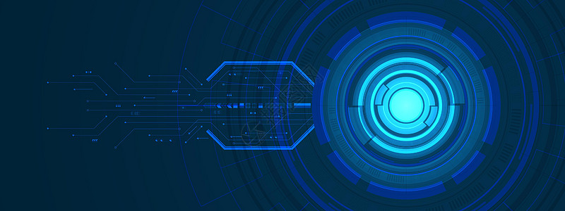 具有光效和电路板的抽象重叠圆数字背景智能镜头技术图片