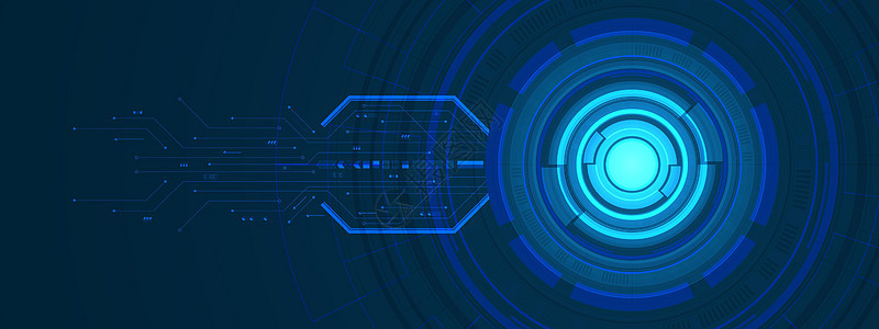 具有光效和电路板的抽象重叠圆数字背景智能镜头技术图片