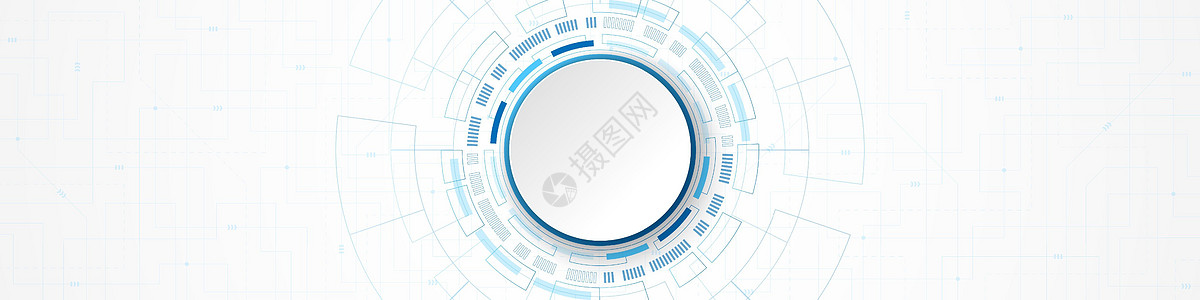 蓝色电路板图案上的抽象技术背景白色圆圈横幅数据网站木板标签一体化作品图表推介会电路插图图片