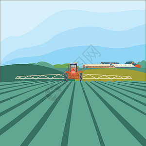 在领域的拖拉机 农业企业概念农业产业图片