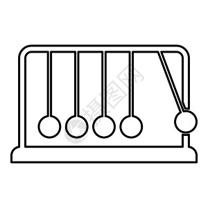 摇篮牛顿金属节拍器牛顿平衡设备放松运动平衡球摆轮廓轮廓图标黑色矢量插图平面样式 imag图片