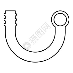 支管轮廓轮廓图标黑色矢量插图平面样式图像下水道配件球座塑料弯头阀门管子工业通风建造图片