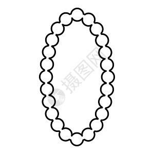 项链珍珠首饰与珍珠珠装饰轮廓轮廓图标黑色矢量插图平面样式 imag图片
