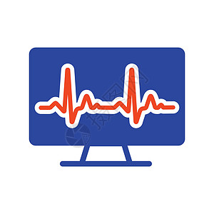 计算机诊断矢量字形图标 医疗信号商业测试监控示波器脉动脉冲监视器电脑工具记忆图片