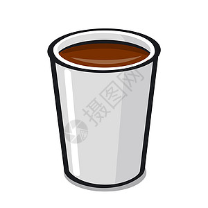 热咖啡杯棕色纸板咖啡早餐玻璃美式食堂塑料苏打插图图片