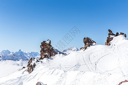 山脉地貌冰川旅行顶峰冒险远足运动高山旅游滑雪全景图片