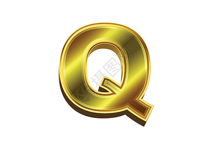 3d 金色字母 Q  白色背景上的豪华金色字母表图片