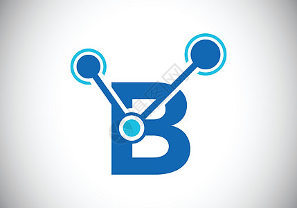 带有技术标志符号的首字母 B 适用于科技互联网及数据相关业务标识圆圈网络商业工作室坡度推广公司创造力品牌图片