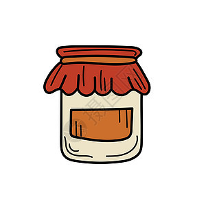 果酱罐背景上孤立的矢量素描图标 手绘果酱罐 ico烹饪包装橙子养护产品甜点园艺标签食物玻璃图片