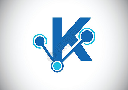 带有技术标志符号的首字母 K 适用于科技互联网及数据相关业务商业圆圈推广工作室品牌创造力身份标识公司网络图片