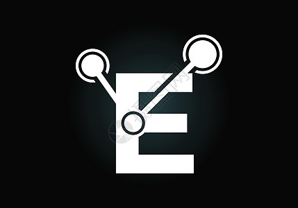带有技术标志符号的首字母 E 适用于科技互联网及数据相关业务推广字体工作室创造力标识品牌坡度商业身份圆圈背景图片