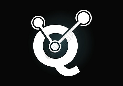 带有技术标志符号的首字母 Q 适用于科技互联网及数据相关业务创造力标识品牌网络公司工作室推广坡度圆圈字体图片