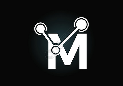 带有技术标志符号的首字母 M 适用于科技互联网及数据相关业务标识圆圈商业公司推广坡度字体工作室身份网络图片