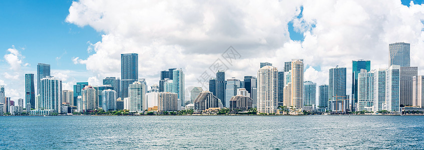 迈阿密市下城白天与比斯凯湾的天线旅行海滩港口建筑反射城市旅游天际热带海洋图片