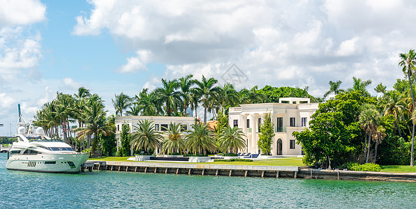 美国佛罗里达州迈阿密海滩豪华豪宅棕榈大厦海滩住宅别墅公园房子运河百万富翁社区图片