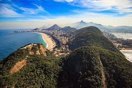 巴西里约热内卢的科帕卡巴纳海滩和伊帕内马海滩岩石海洋面包天线旅游市中心全景地标旅行海滩图片