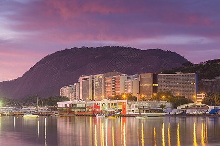 巴西里约热内卢博塔福戈湾海滩的天线全景照片日落旅行摄影风景支撑日出面包旅游天际图片