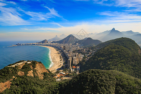 巴西里约热内卢的科帕卡巴纳海滩和伊帕内马海滩市中心海岸旅行海洋地标全景海滩面包旅游岩石图片