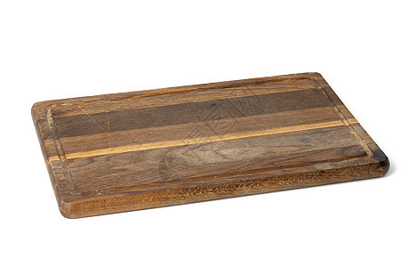 白色背景上隔绝的厨房餐桌 空长方形木板工具木头棕色用具砧板空白食物乡村盘子烹饪图片