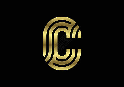 金色大写字母 C  创意线条字母设计标志海报邀请的图形字母符号 它制作图案矢量公司创造力网络潮人教育广告插图商业黑色艺术图片