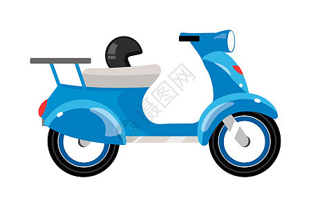 蓝色摩托车半平面颜色矢量对象图片