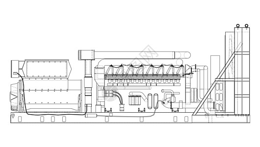 大型工业柴油发电机 韦克托工厂绘画引擎燃料高压机械资源字法草图发电图片