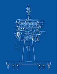 带发动机的发动机提升机 韦克托工具运输电梯车辆蓝图维修车库机器车站技术图片