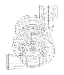 汽车涡轮增压器概念大纲 韦克托力量发动机蓝图充电器机器绘画活力草图技术机械图片