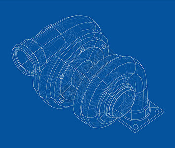 汽车涡轮增压器概念大纲 韦克托引擎压缩机活力技术等距运输车辆草图绘画字法图片