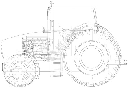 机械字农用拖拉机概念 韦克托蓝图车轮字法机械农场插图车辆收割机收获小麦插画