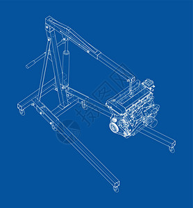 带发动机的发动机提升机 韦克托机器草图汽车诊断3d工具引擎检查运输中心图片
